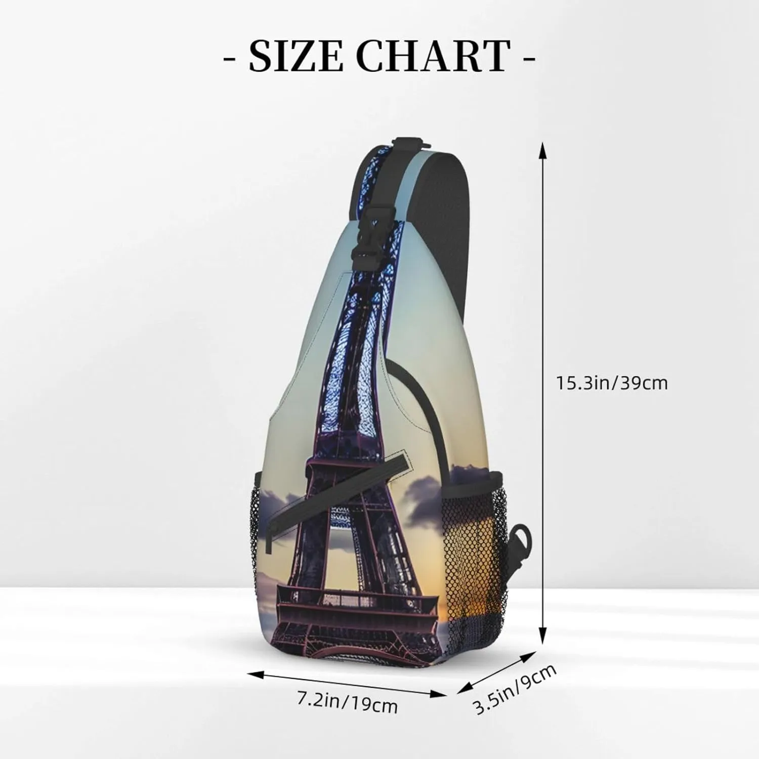 Eiffel Tower Shoulder Bag Crossbody Backpack Chest Bag Lightweight Sling Daypackstravel Hiking Cycling For Men Women