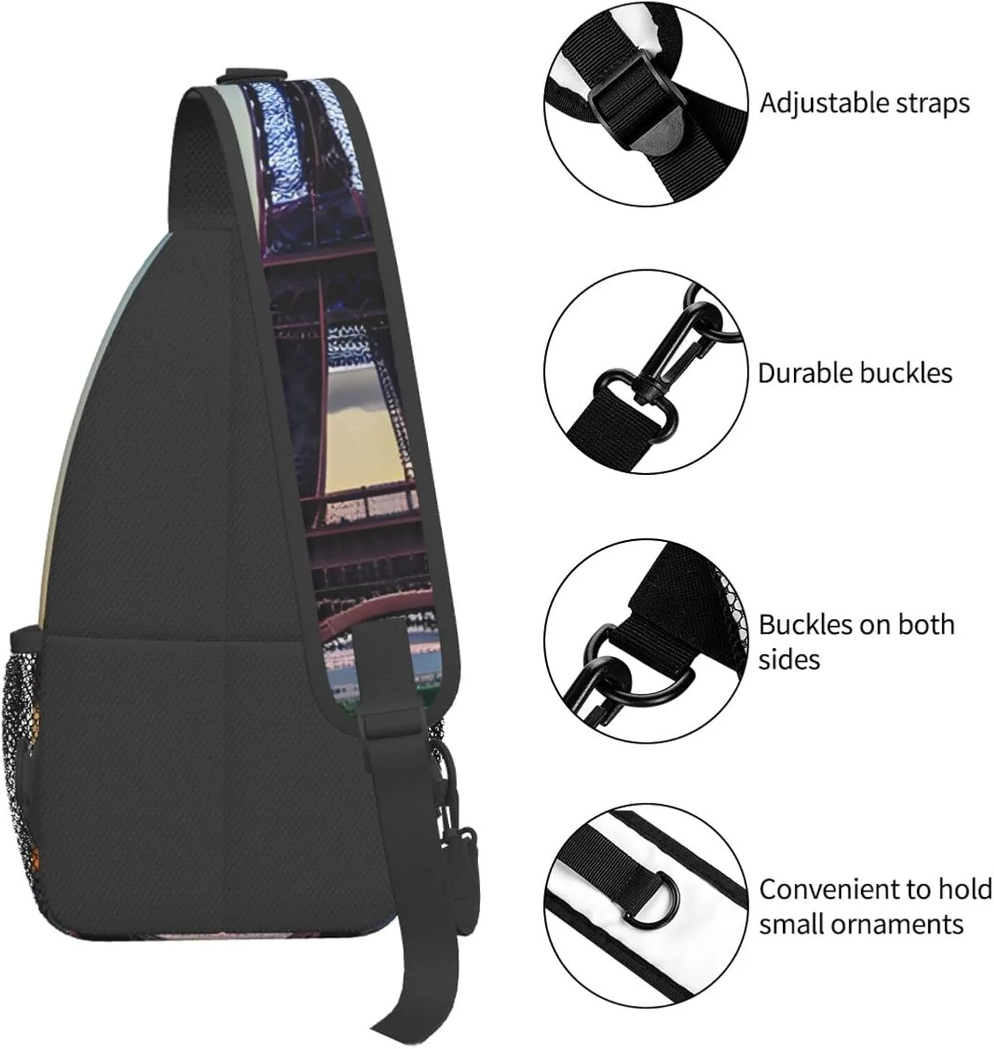 Eiffel Tower Shoulder Bag Crossbody Backpack Chest Bag Lightweight Sling Daypackstravel Hiking Cycling For Men Women