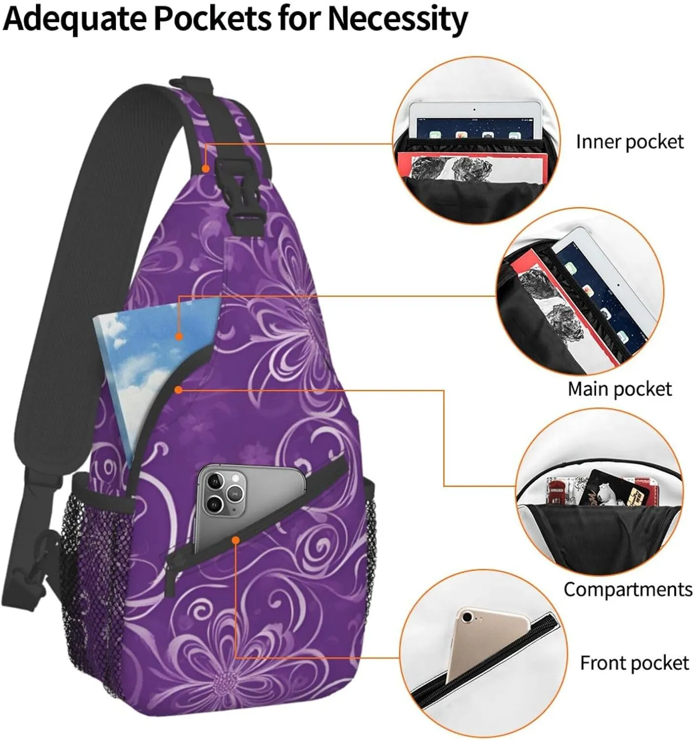 Eiffel Tower Shoulder Bag Crossbody Backpack Chest Bag Lightweight Sling Daypackstravel Hiking Cycling For Men Women