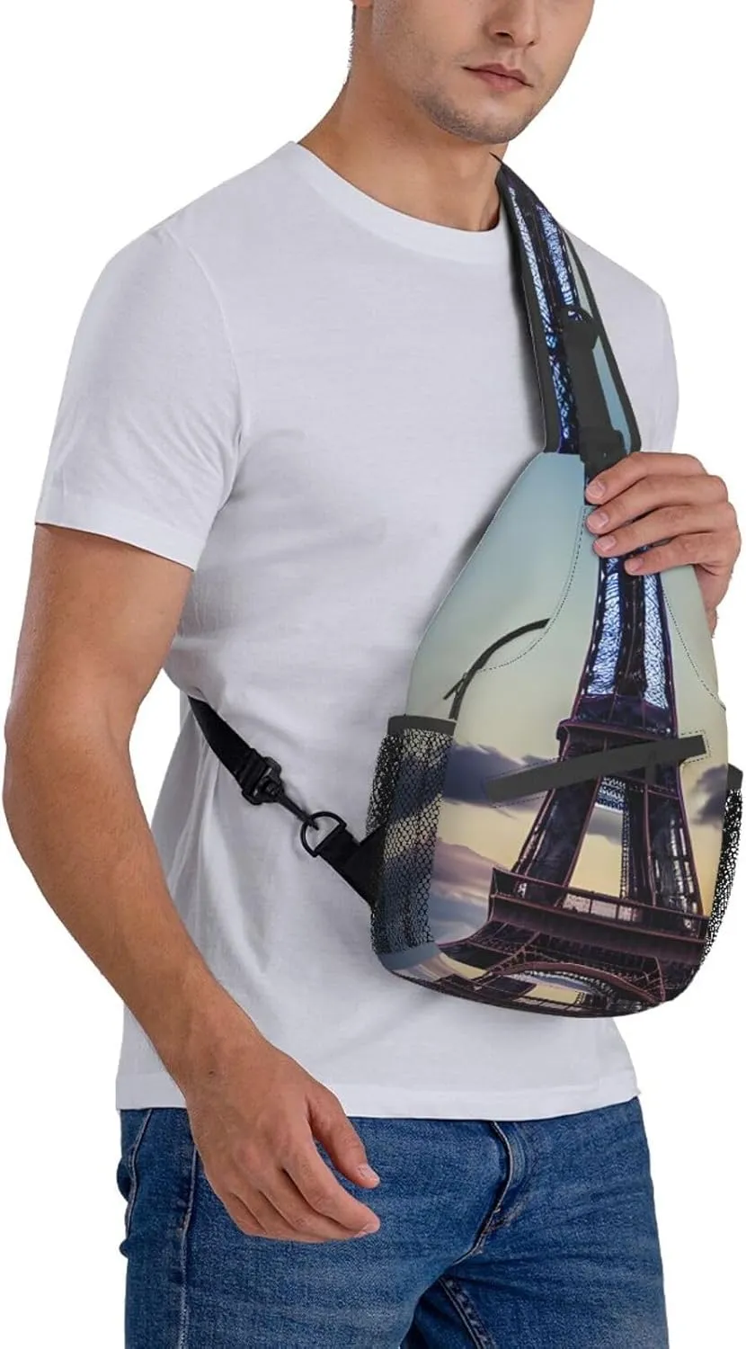 Eiffel Tower Shoulder Bag Crossbody Backpack Chest Bag Lightweight Sling Daypackstravel Hiking Cycling For Men Women