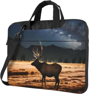 Elk In The Meadow Ultra-Thin Waterproof Laptop Bag With Shoulder Strap And Handle For Daily Business Trips14 Inch