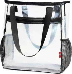 ESVAN Large Clear Tote Bags Heavy-duty Shoulder Bag Transparent Handbag Travel Beach Work Gym Stadium Approved Bags