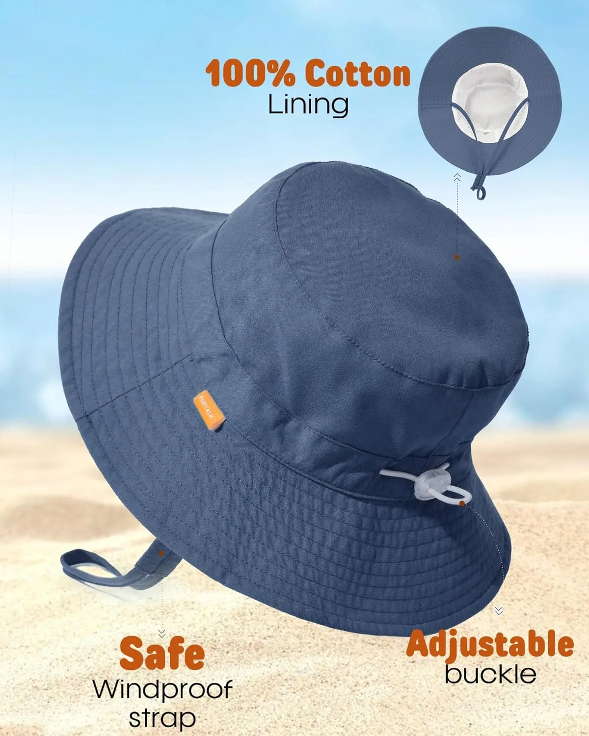 FURTALK Baby Sun Hat Toddler Boys Girls Bucket Hat for Kids 0-5 Years UPF 50  Sun Protective Child Summer Beach Hats