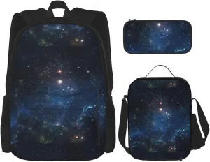 Galaxy Space. print 3-Piece Casual Backpack Set (Backpack   Waist Bag   Small Pouch), Unisex Daypack