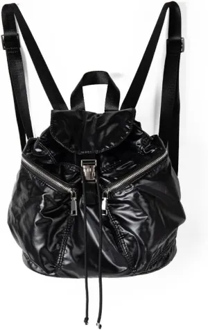 Glossy Leather Coquette Backpack Purse Women Solid Drawstring Bucket Backpack Y2K Stuff Balletcore Casual Daypack (Black)