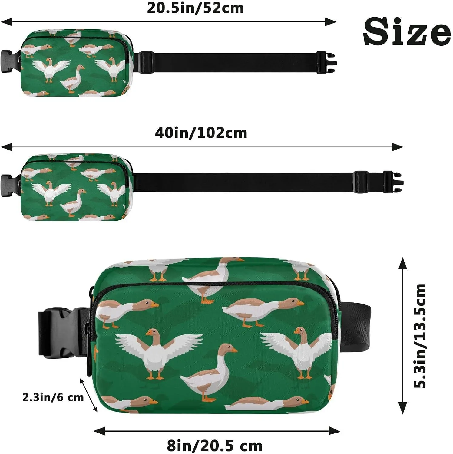 Goose Fanny Pack for Men Women,Crossbody Waist Bag Pack with Adjustable Strap Mini Belt Bag for Running Cycling