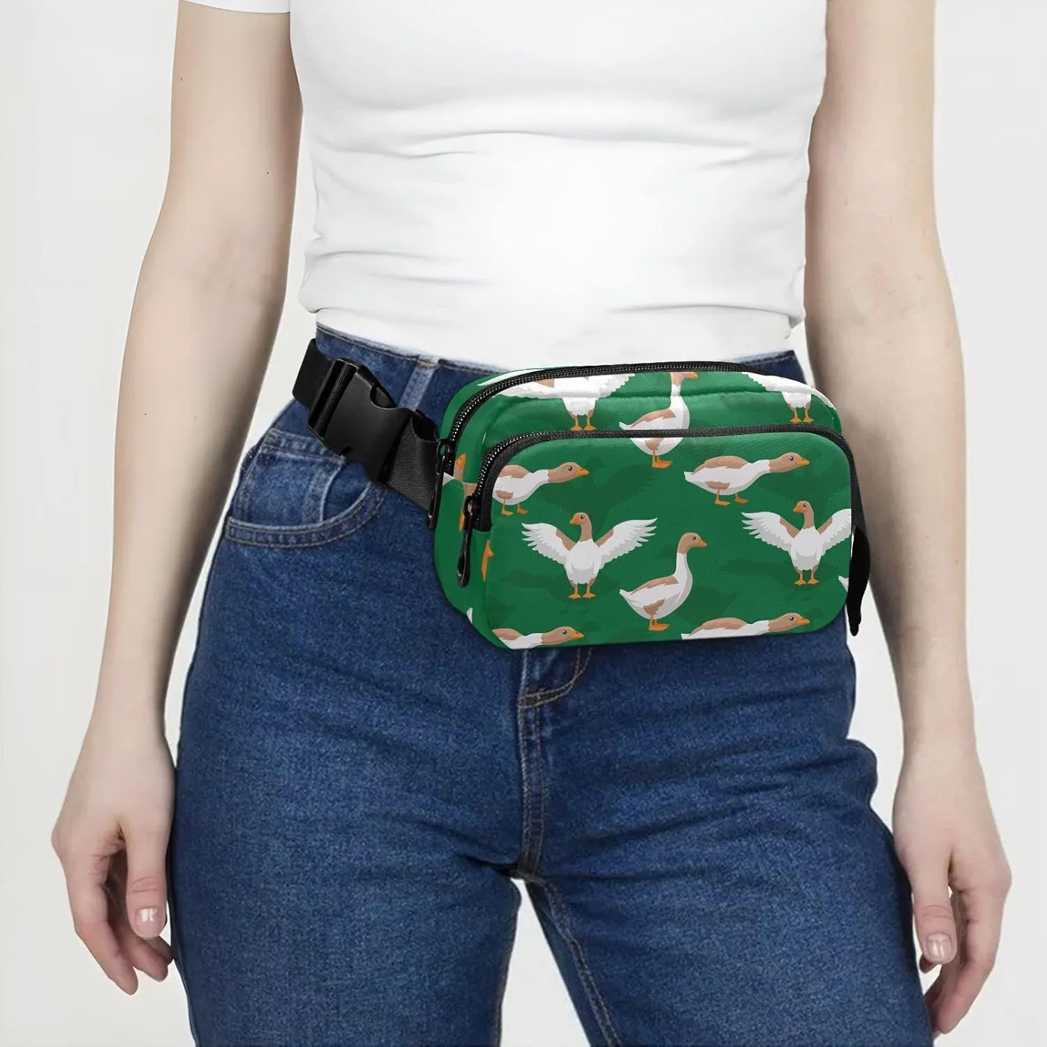 Goose Fanny Pack for Men Women,Crossbody Waist Bag Pack with Adjustable Strap Mini Belt Bag for Running Cycling