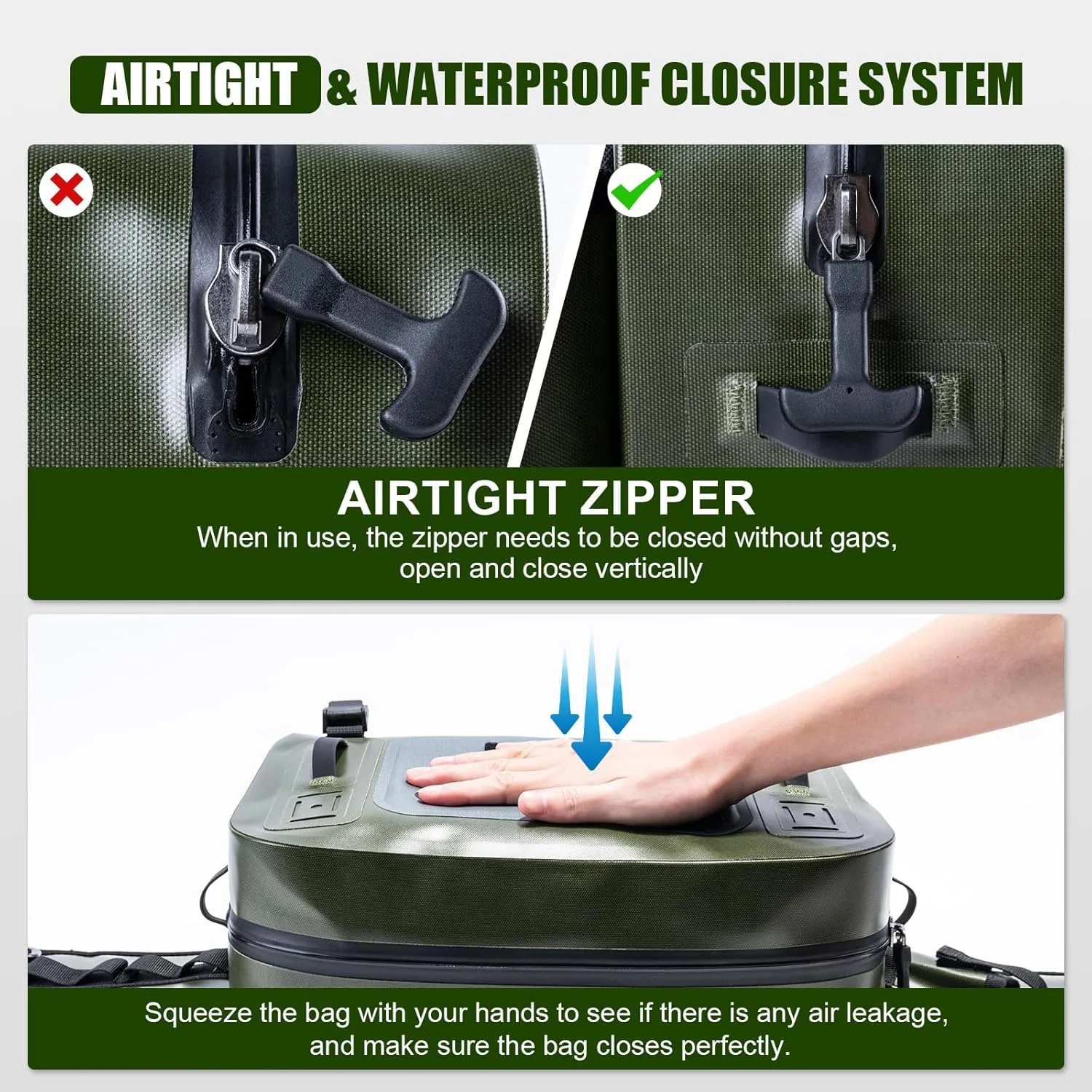 Goture Waterproof Fishing Waist Pack,IPX8 840D TPU Large Fishing Tackle Bag with Rod Holder,Airtight Zipper Closure,9L Fly Fishing Bag with Adjustable Strap,Sling Fishing Waist Bag,Fishing Fanny Pack