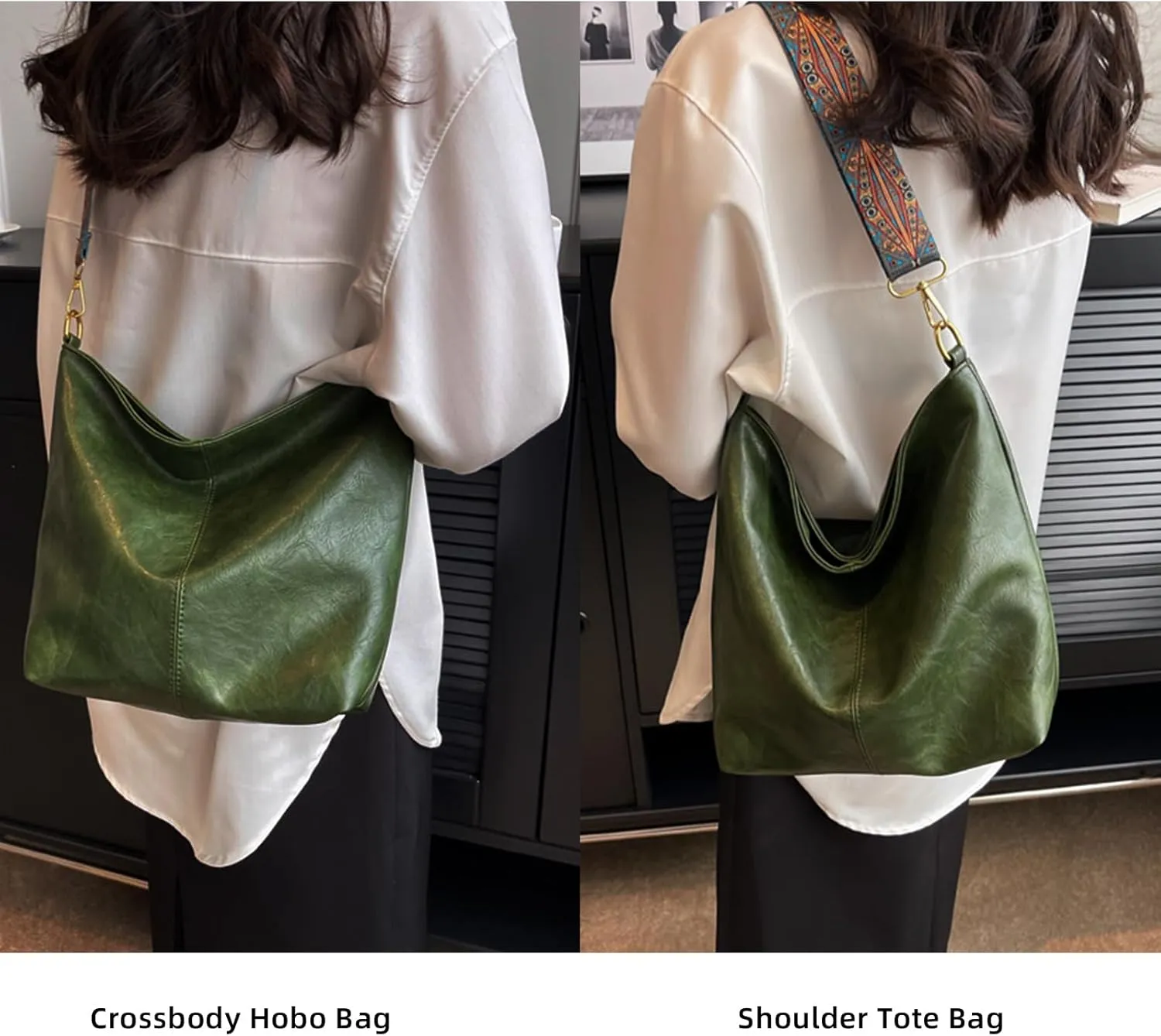 Hobo Bags for Women Crossbody Bag Guitar Strap Purse Vegan Leather Shoulder Handbags Boho Purses Tote Bucket Bag