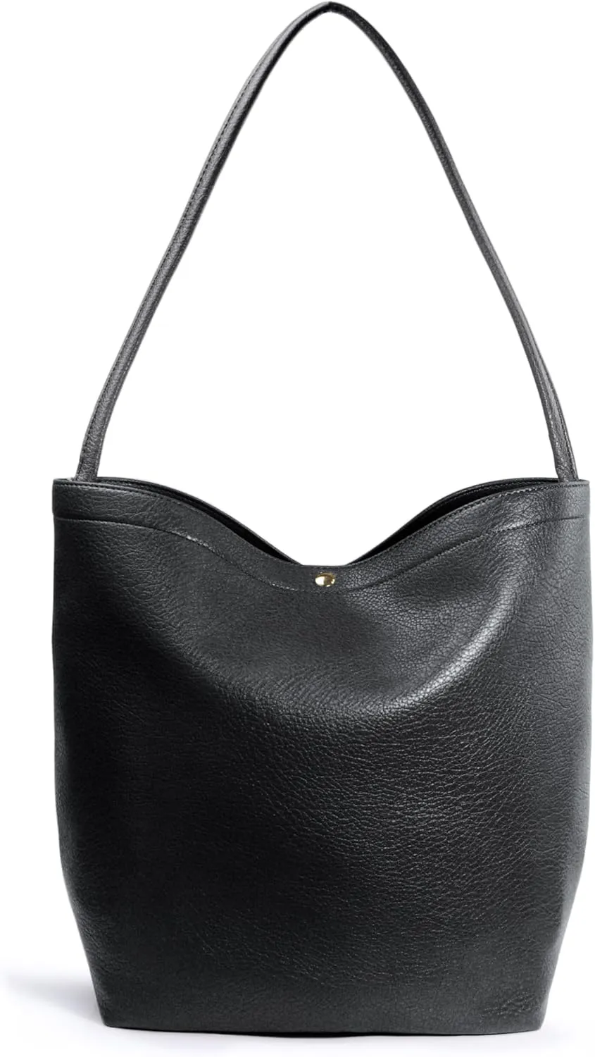 Hobo Bags for Women Vegan Leather Bucket Bags Minimalist Shoulder Handbag