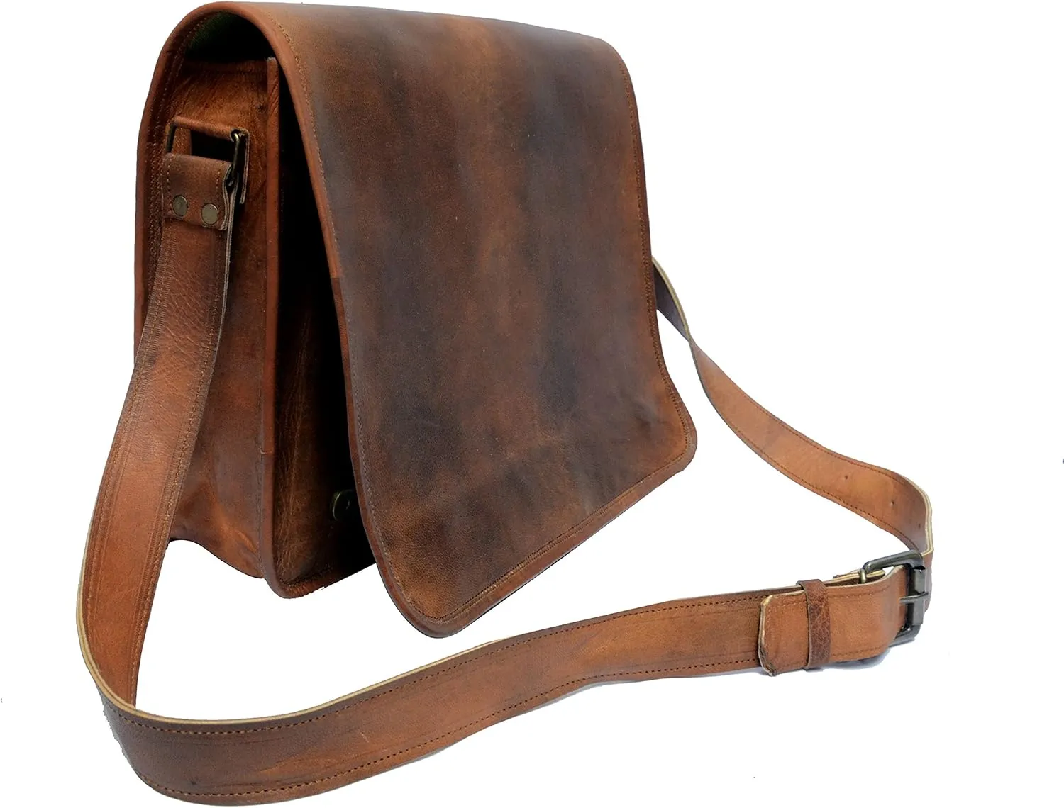 Indian Hando Art 13 inch Leather Messenger bag Briefcase Satchel For Men and Women (13 inches small)