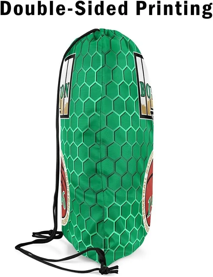 jejeloiu Basketball Sports Drawstring Sackpack 13"x15.7" Boston Drawstring Backpack Gifts for Basketball Fans Women Men Basketball City Drawstring Bags Gaming Sports Waterproof Cinch Bag Green Brown