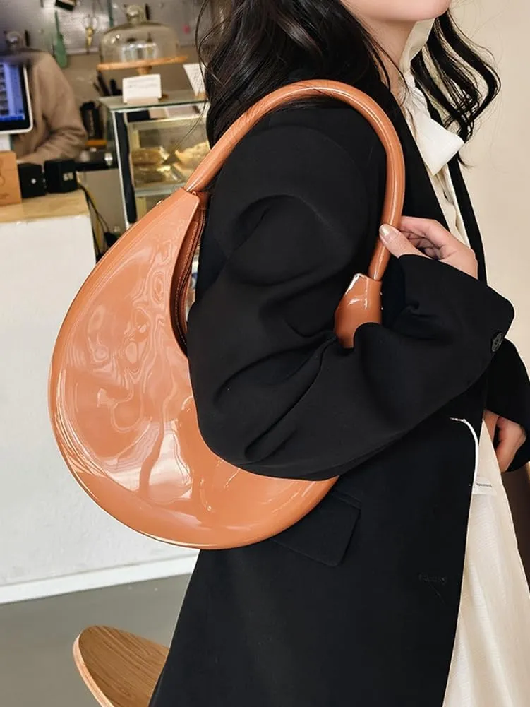 Jelly Clutch Purse For Women Crescent Shoulder Handbag Candy Color Moon Bag Evening Purse Top Handle Handbags For Prom