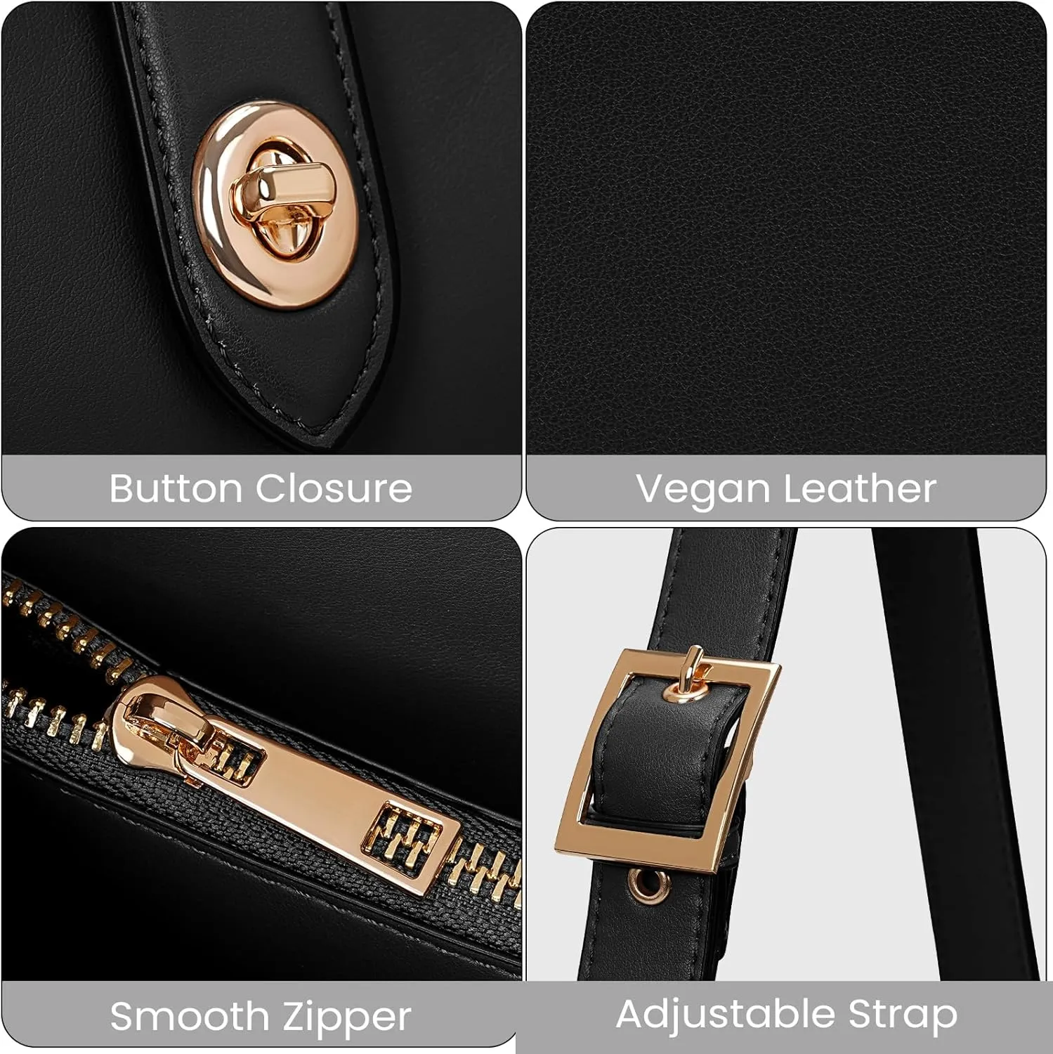 JQWSVE Hobo Bags for Women Vegan Leather Shoulder Handbag Vintage Tote Bag Bucket Bag with Adjustable Strap