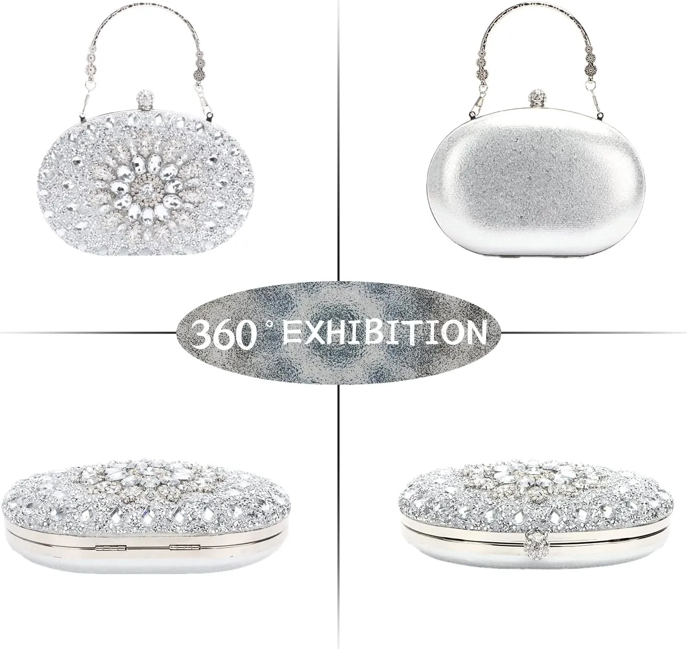 Lanpet Women Crystal Clutch Purse Rhinestone Evening Handbags for Wedding Party