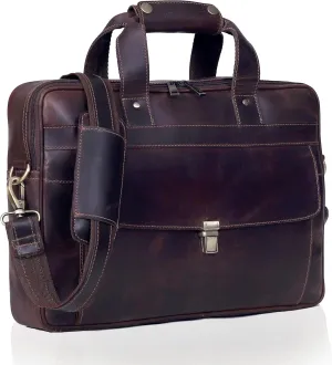 Leather Briefcase for Men and Women Vintage Laptop Messenger Bag 16 inches Handmade Professional Satchel Bag for Office Work Business Travel Unisex Shoulder Executive Bag