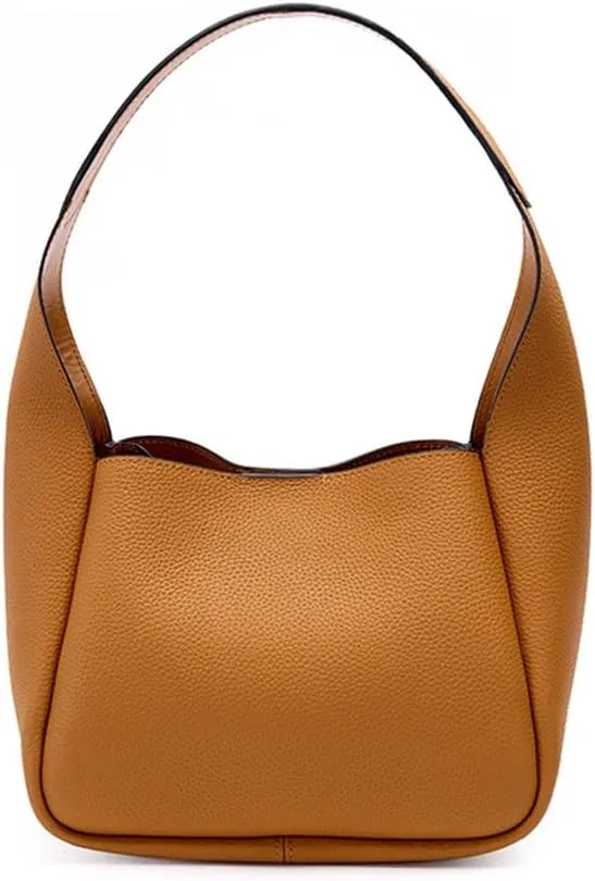 Leather Women's Bag Female Layer Leather Bucket Bag Vegetable Basket Underarm Bag(D)