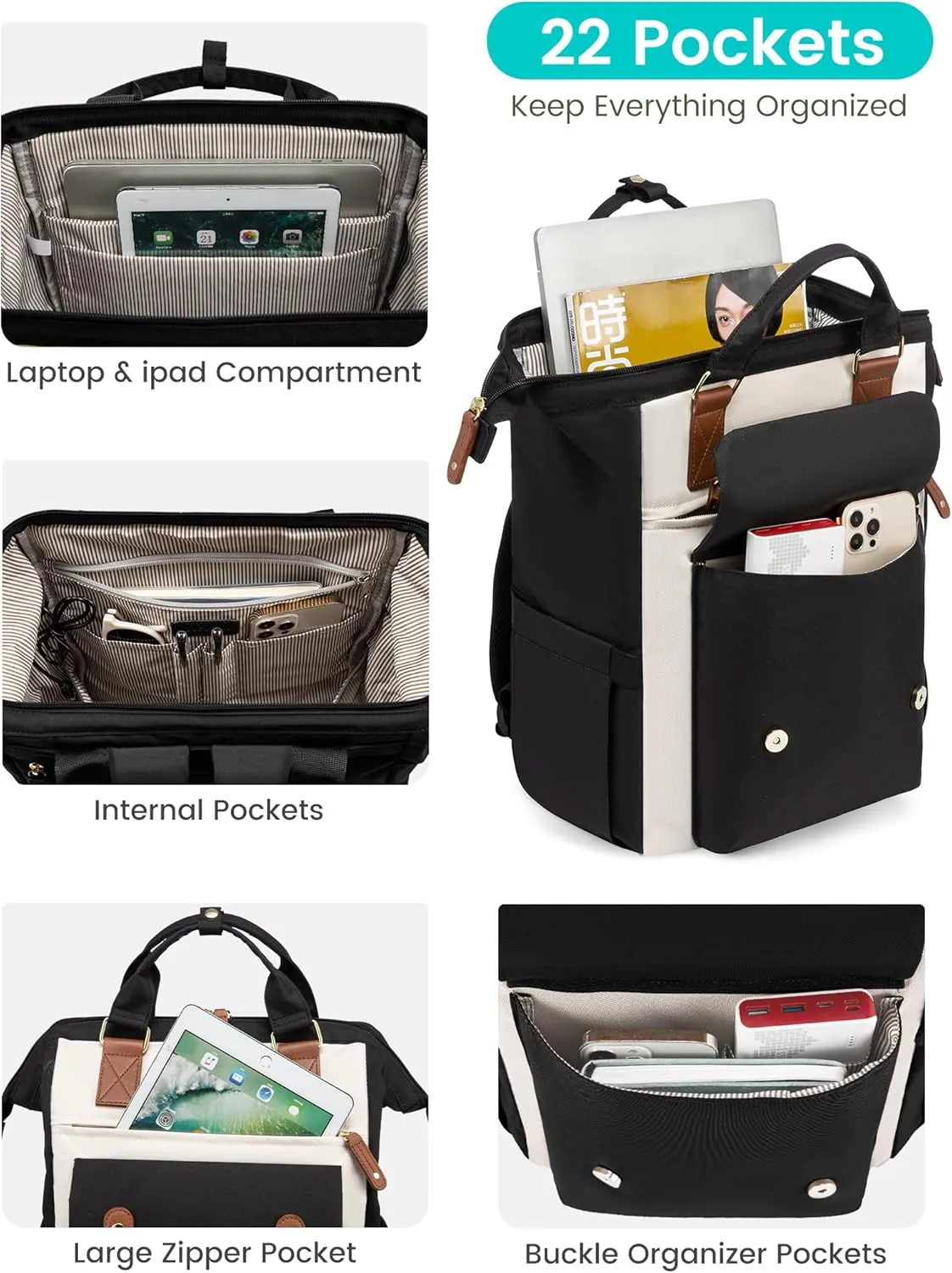 LOVEVOOK 18 Inch Laptop Backpack for Women, Extra Large Travel Backpack, Teacher Backpack Nurse Work Bags, Business Computer Bag Weekender Back Pack with Luggage Strap, College Backpack