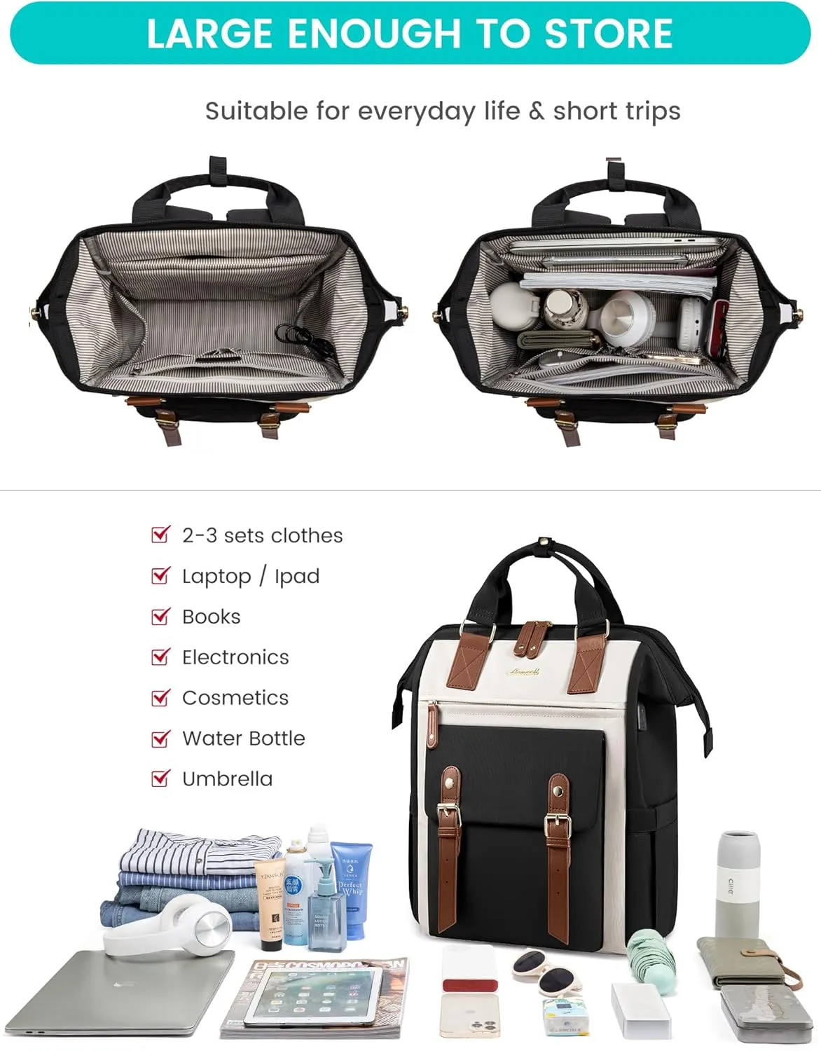 LOVEVOOK 18 Inch Laptop Backpack for Women, Extra Large Travel Backpack, Teacher Backpack Nurse Work Bags, Business Computer Bag Weekender Back Pack with Luggage Strap, College Backpack