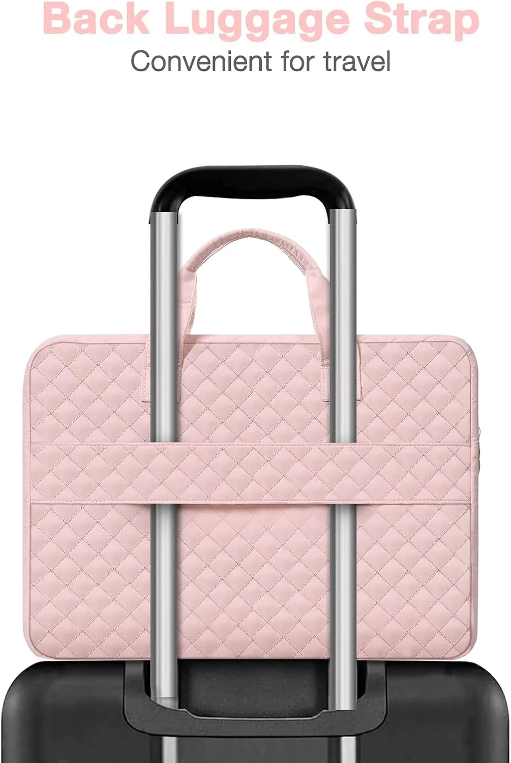 MOSISO 360 Protective Laptop Case 13 inch, 13 inch Laptop Sleeve Compatible with MacBook Air M4 M3 M2 M1 2025-2018/Pro M2 M1 2025-2016,Square Quilted Bag Cover with 2 Pockets&Handle&Belt, Chalk Pink