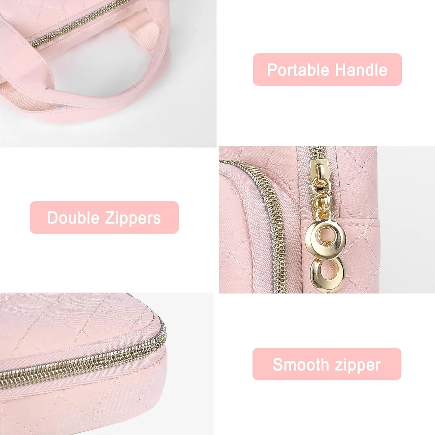 MOSISO 360 Protective Laptop Case 13 inch, 13 inch Laptop Sleeve Compatible with MacBook Air M4 M3 M2 M1 2025-2018/Pro M2 M1 2025-2016,Square Quilted Bag Cover with 2 Pockets&Handle&Belt, Chalk Pink
