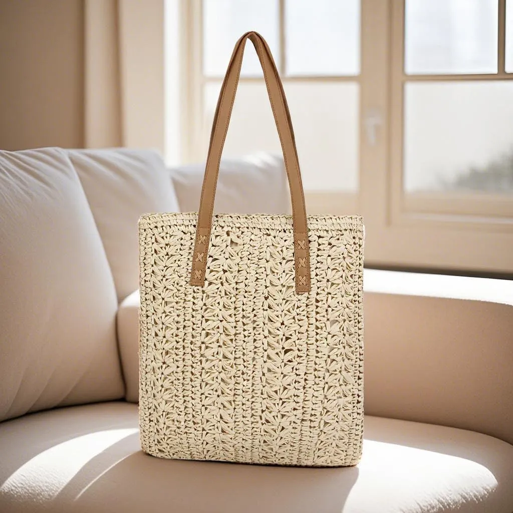 Naimo Women Straw Beach Shoulder Bag Woven Tote Handbag Large Handmade Weaving Summer Casual Hobo Bag