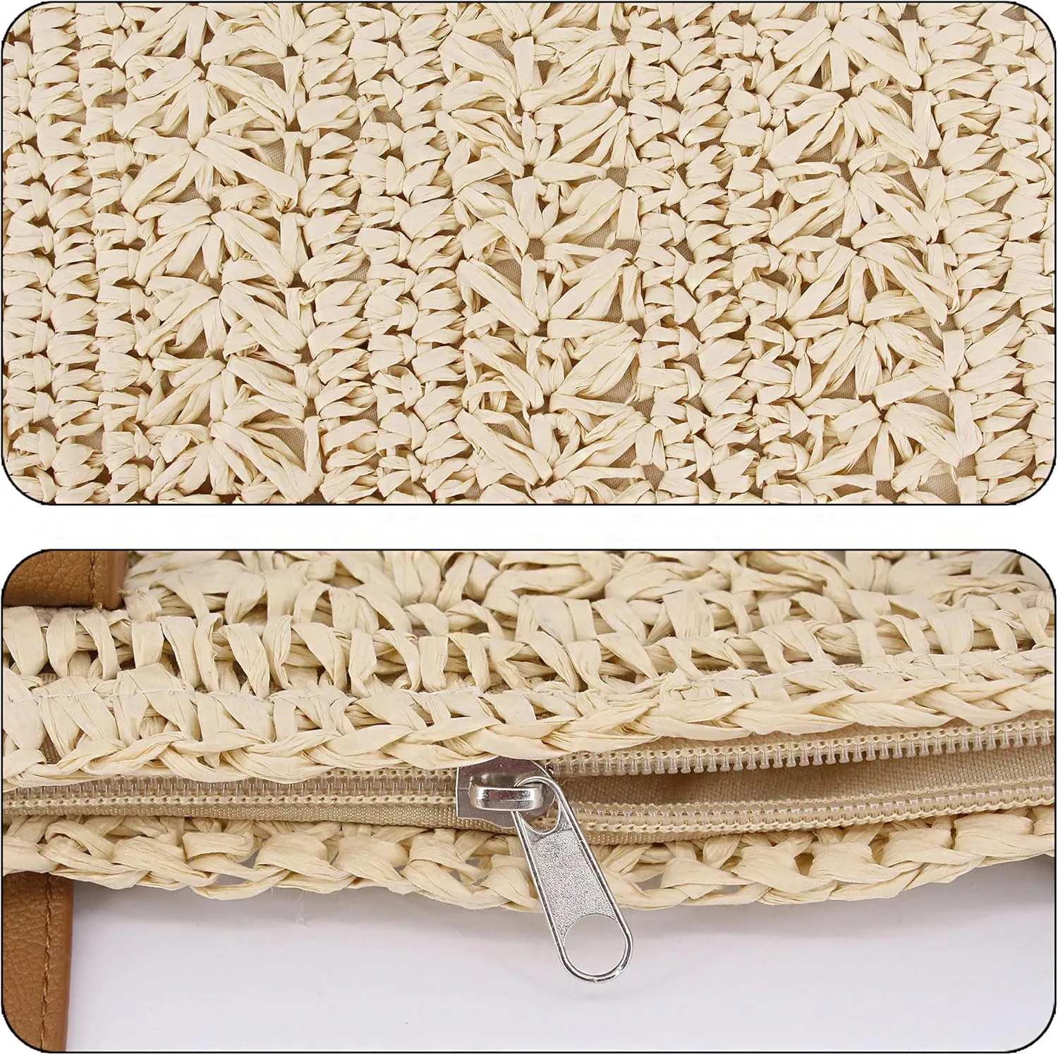 Naimo Women Straw Beach Shoulder Bag Woven Tote Handbag Large Handmade Weaving Summer Casual Hobo Bag