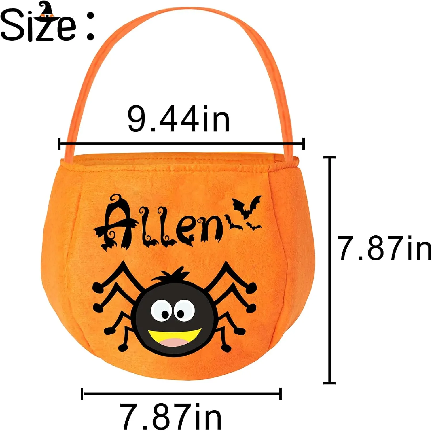 Personalized Halloween Basket with Name Custom Bucket Trick or Treat Bags for Kids Personalized Halloween Bag for Boy Girl, Spider