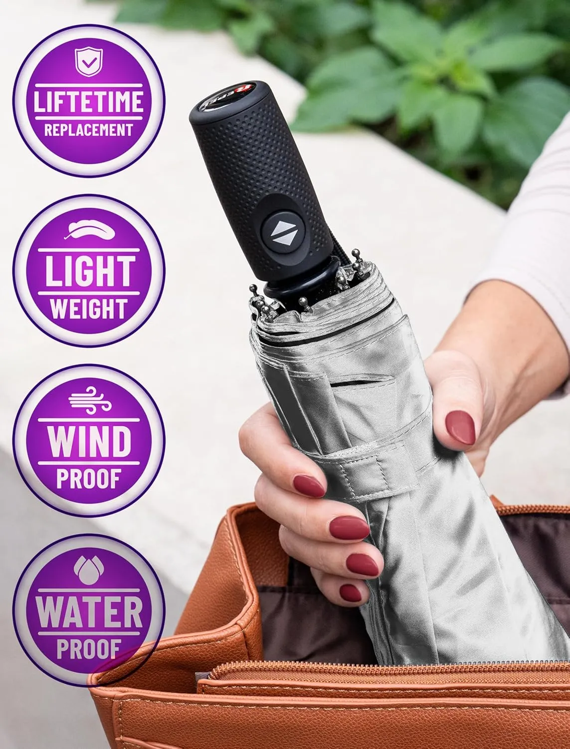 Repel Umbrella Windproof Travel Umbrellas for Rain - Easy Auto Open Close, Durable & Compact Umbrella, Strong Fiberglass Frame, Waterproof Canopy - Backpack, Purse, Portable Umbrella for Travel