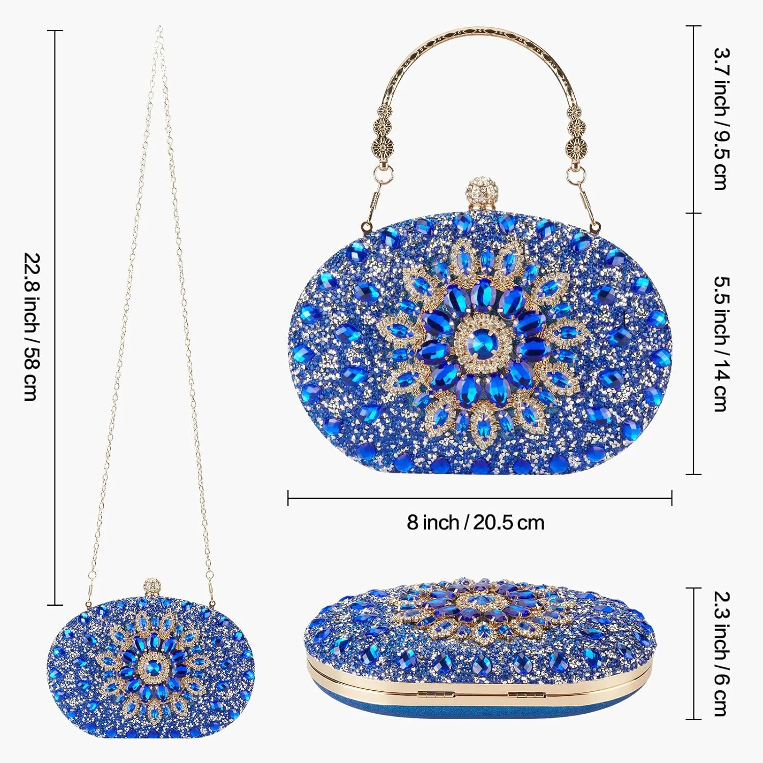 Rhinestone Evening Clutch Purses for Women Evening Weddings,Party Purses Crystal Diamond Glitter Sparkly Handbag