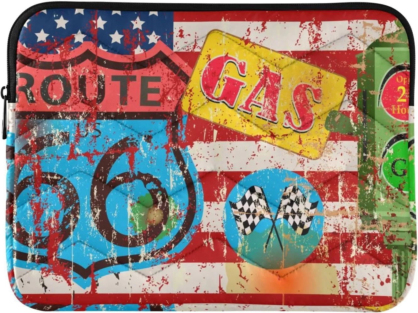 Route 66 Sign Computer Sleeve Bag,Waterproof Laptop Case 13-14 in,Protective Laptop Cover Briefcase Bags Shockproof for Women Men Office