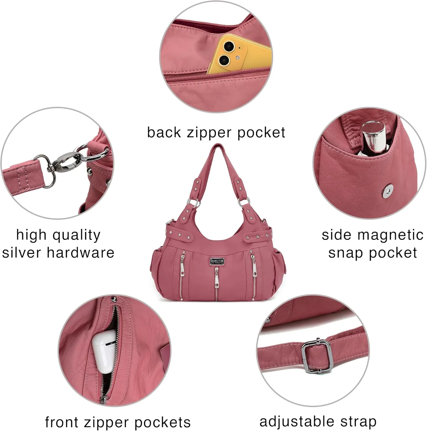 Scarleton Purses for Women Large Hobo Bags Washed Vegan Leather Shoulder Bag Satchel Tote Top Handle Handbags, H1292