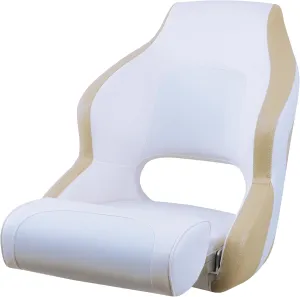 Seamander Captain Bucket Seat Boat Seat,Filp Up Boat Seat (A-Tan/White)