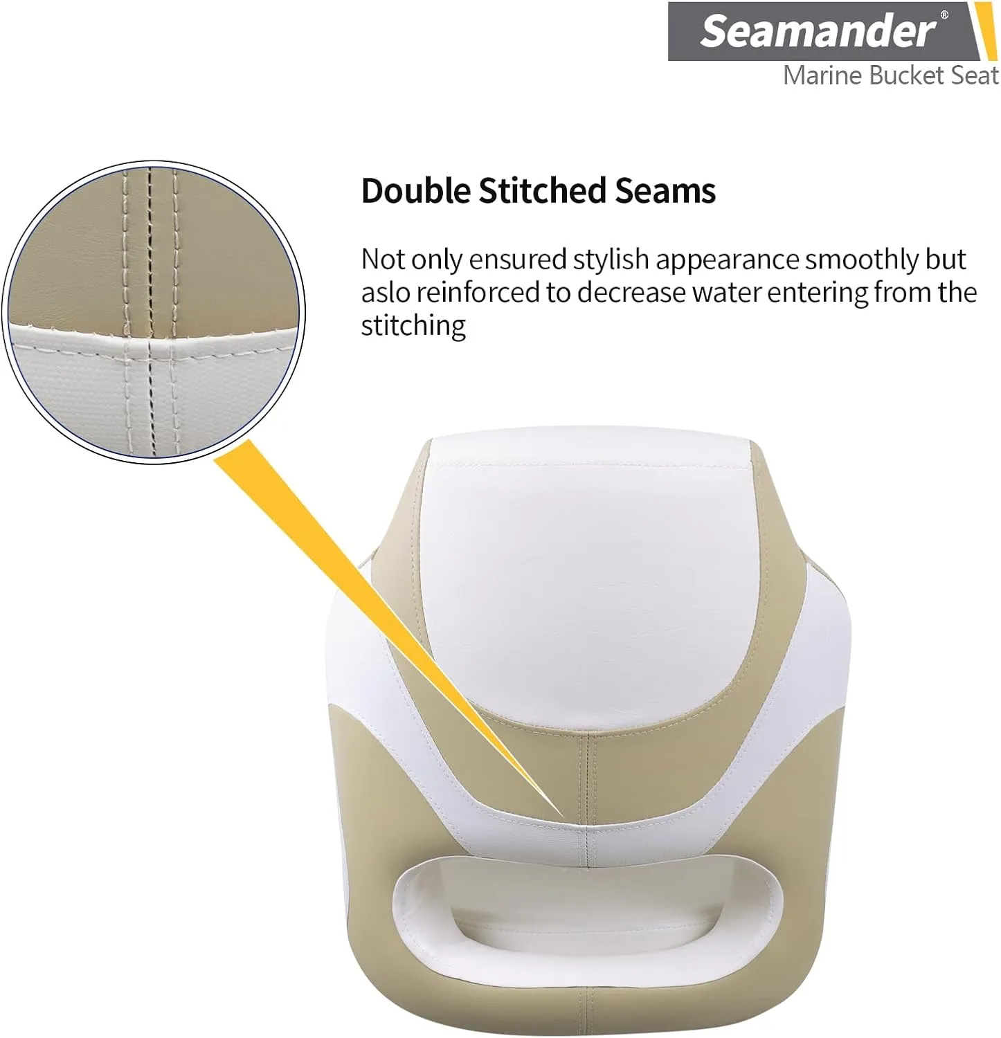 Seamander Captain Bucket Seat Boat Seat,Filp Up Boat Seat (A-Tan/White)