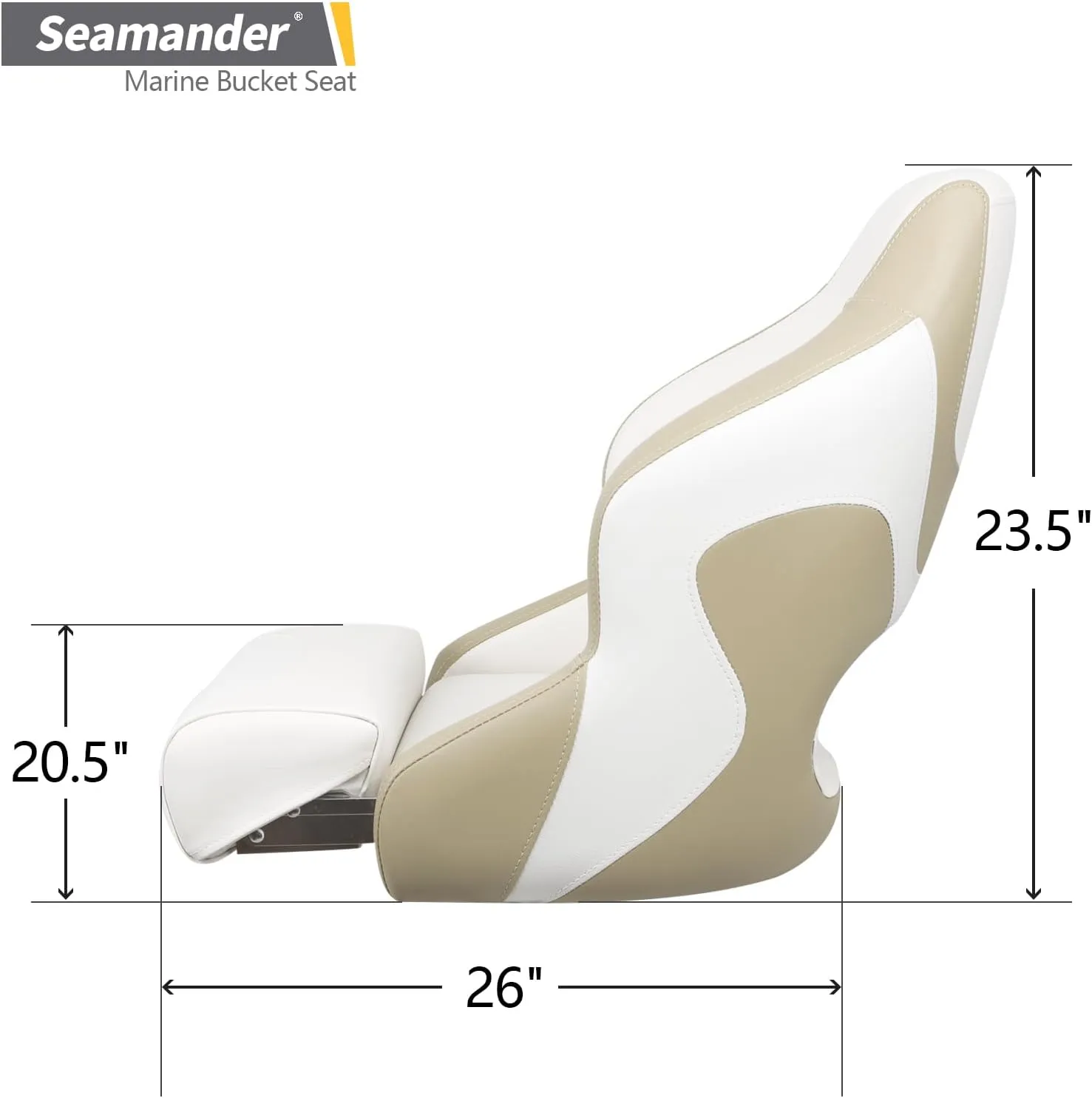 Seamander Captain Bucket Seat Boat Seat,Filp Up Boat Seat (A-Tan/White)