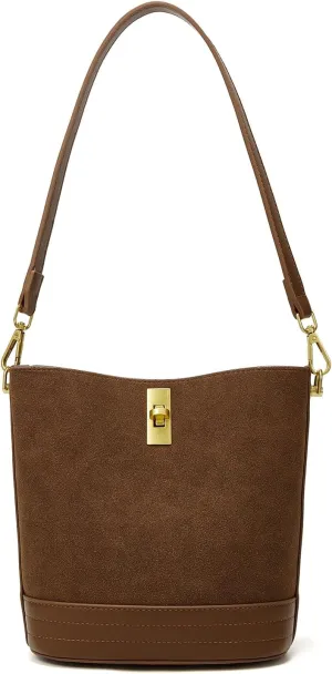 Small Bucket Bag Bucket Purse for Women Shoulder Purse Crossbody Handbag Mini Faux Suede Hobo Bag
