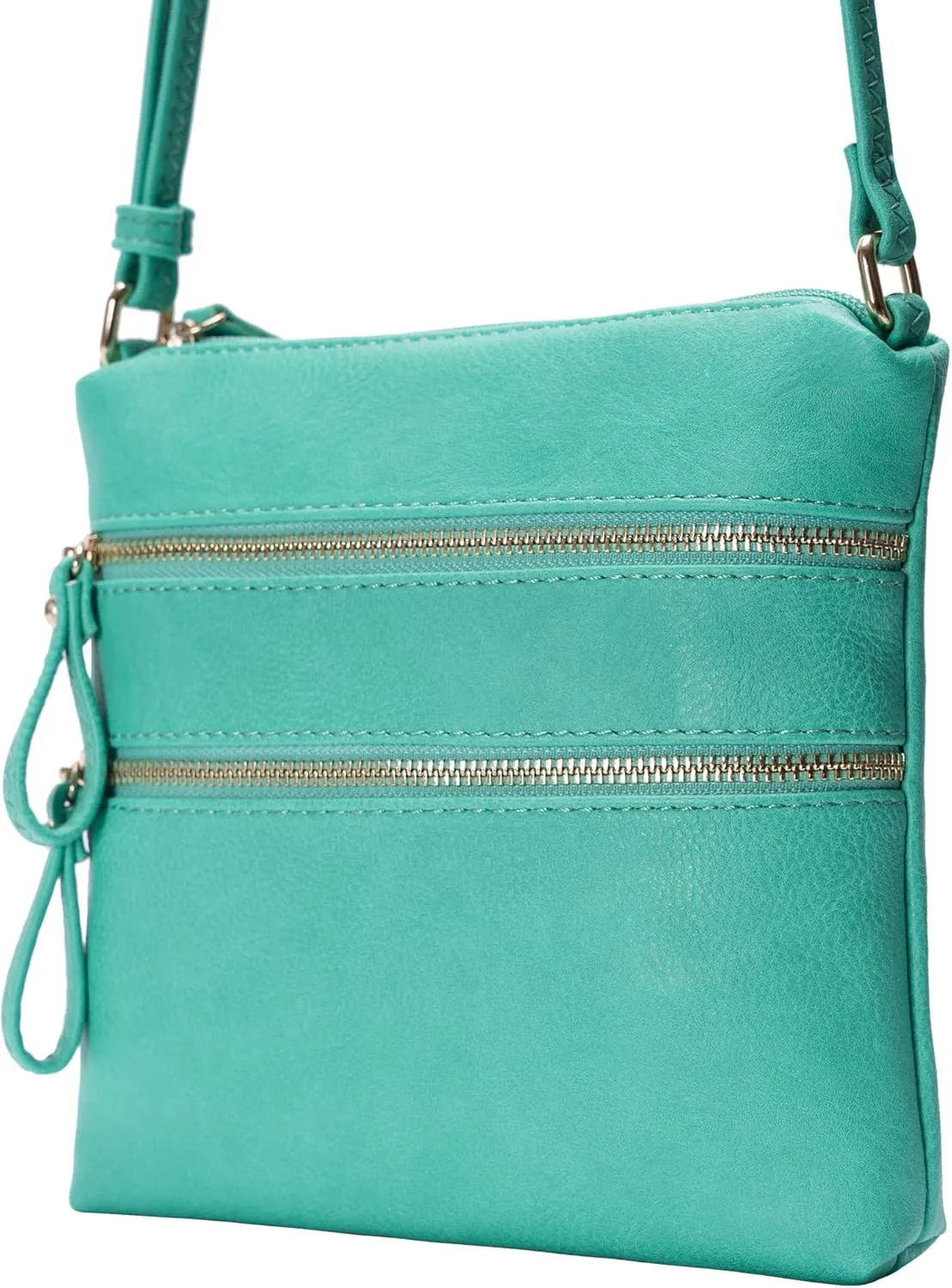 Solene Small Multi Zipper Pocket Crossbody Bag with Adjustable Strap, Lightweight Travel Purse, Daily Small Messenger Pouch
