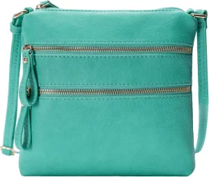 Solene Small Multi Zipper Pocket Crossbody Bag with Adjustable Strap, Lightweight Travel Purse, Daily Small Messenger Pouch