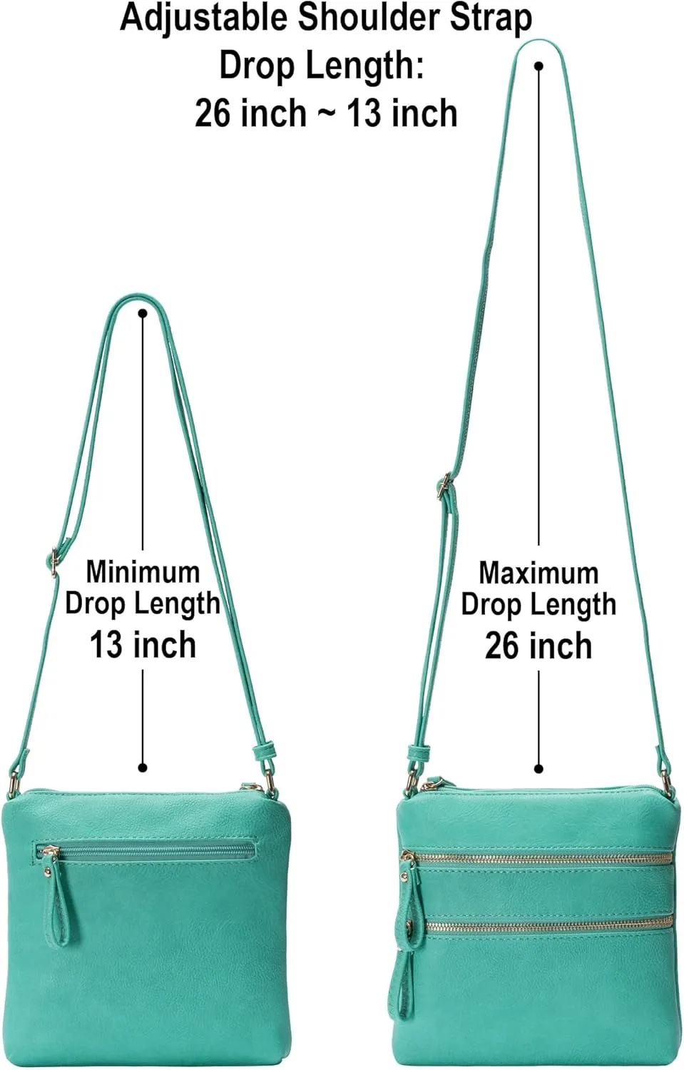 Solene Small Multi Zipper Pocket Crossbody Bag with Adjustable Strap, Lightweight Travel Purse, Daily Small Messenger Pouch