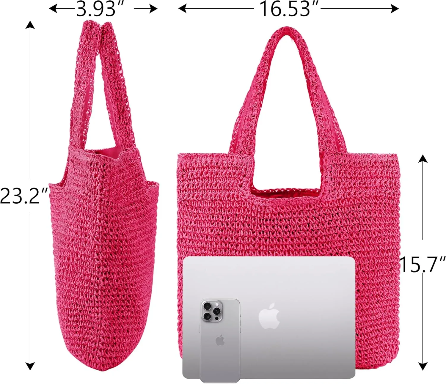 Straw Bag Beach Tote Handbag for Women Large Summer Woven Raffia Bag with Zipper
