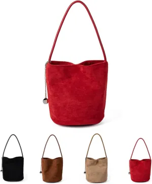 Suede Bucket Bag for Women Crossbody Handbags Tote Slouchy Purses Shoulder Handbag Mini Top-handle Tote Handbag
