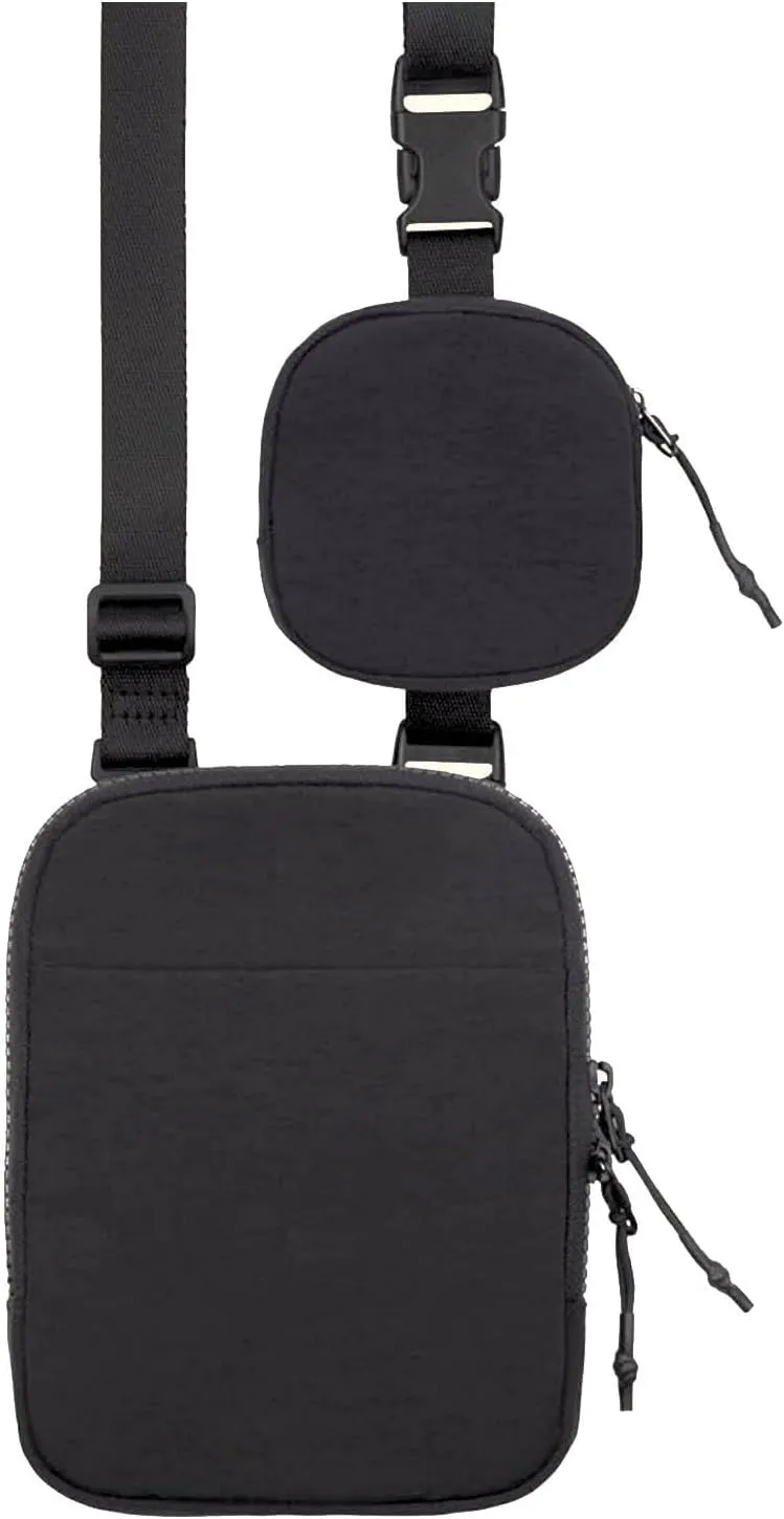 Tapp Collections Unisex Mini Crossbody Belt Bag with Adjustable Strap and Removable Small Pouch - Black