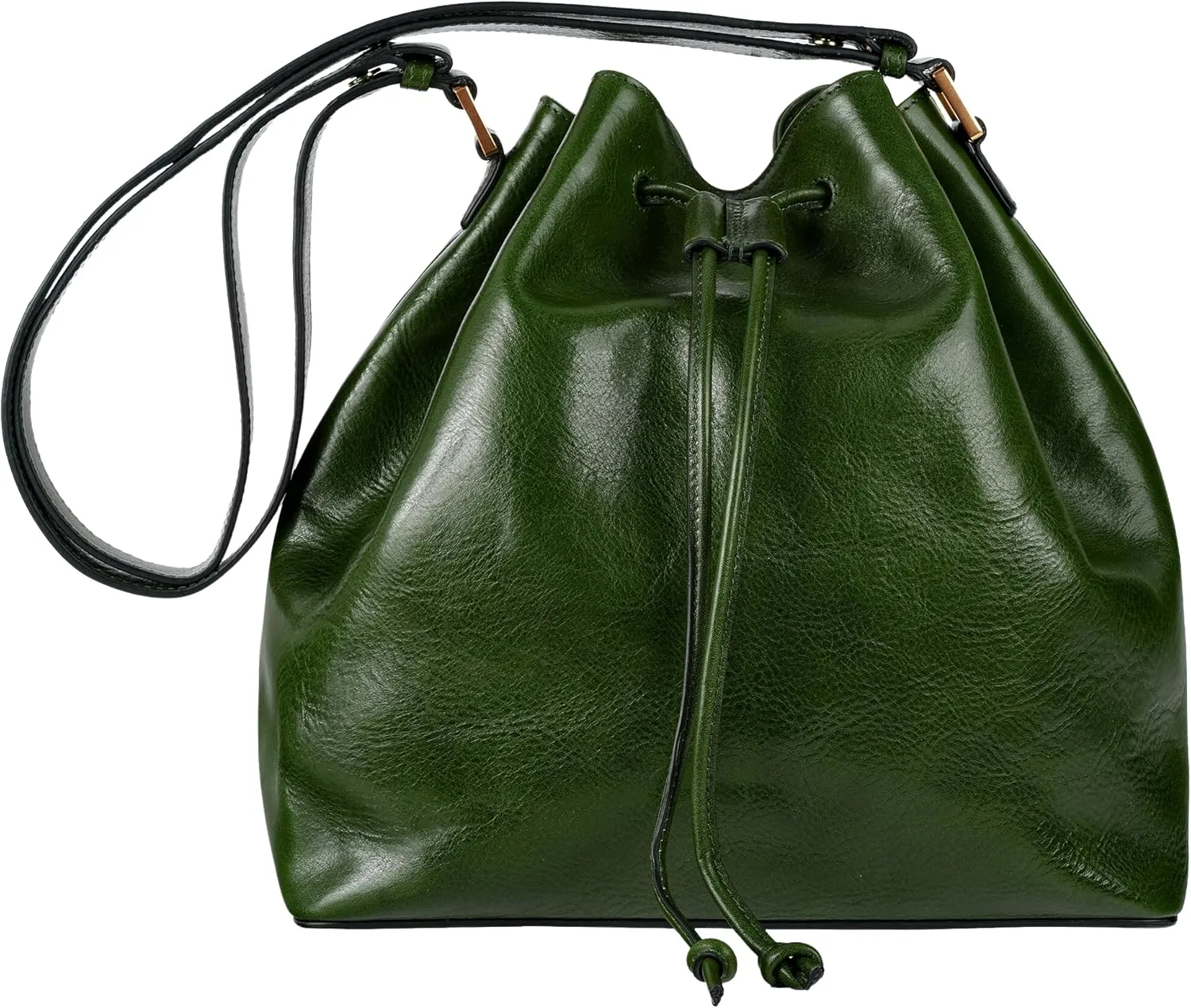 Time Resistance Leather Bucket Bag - Full-Grain Leather Handbag for Women - Italian Handmade Shoulder Bag