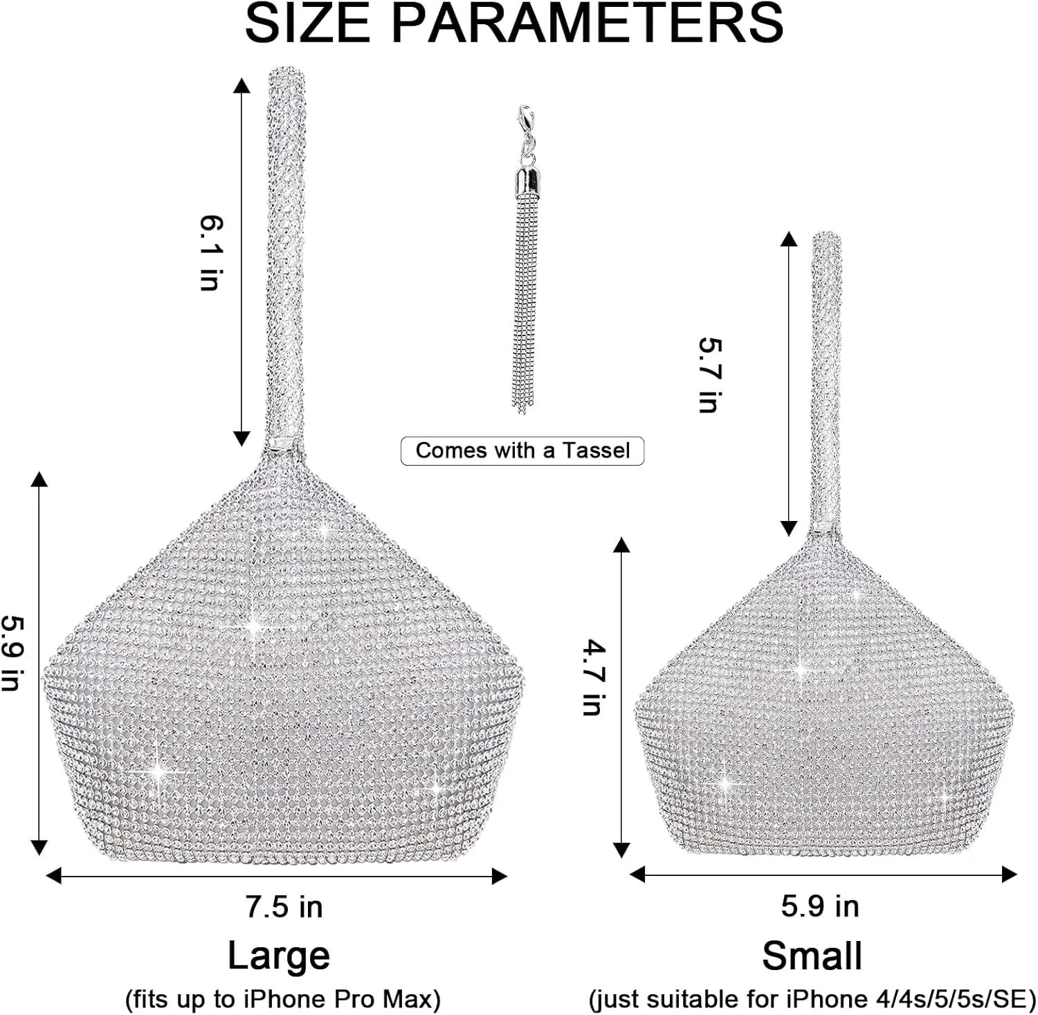 TOPALL Rhinestone Purse Sparkly Bag Silver Diamond Purses for Women Upgrade Evening Prom Rhinestone Handbag Hobo Bag