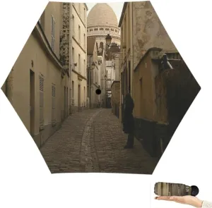 Travel Umbrella for Rain Windproof Paris France Eiffel Tower Paris Retro Style Old fashioned Autumn Automatic Cute Portable Compact Umbrella for Women Purse Backpack Car Black Sun UV Protection