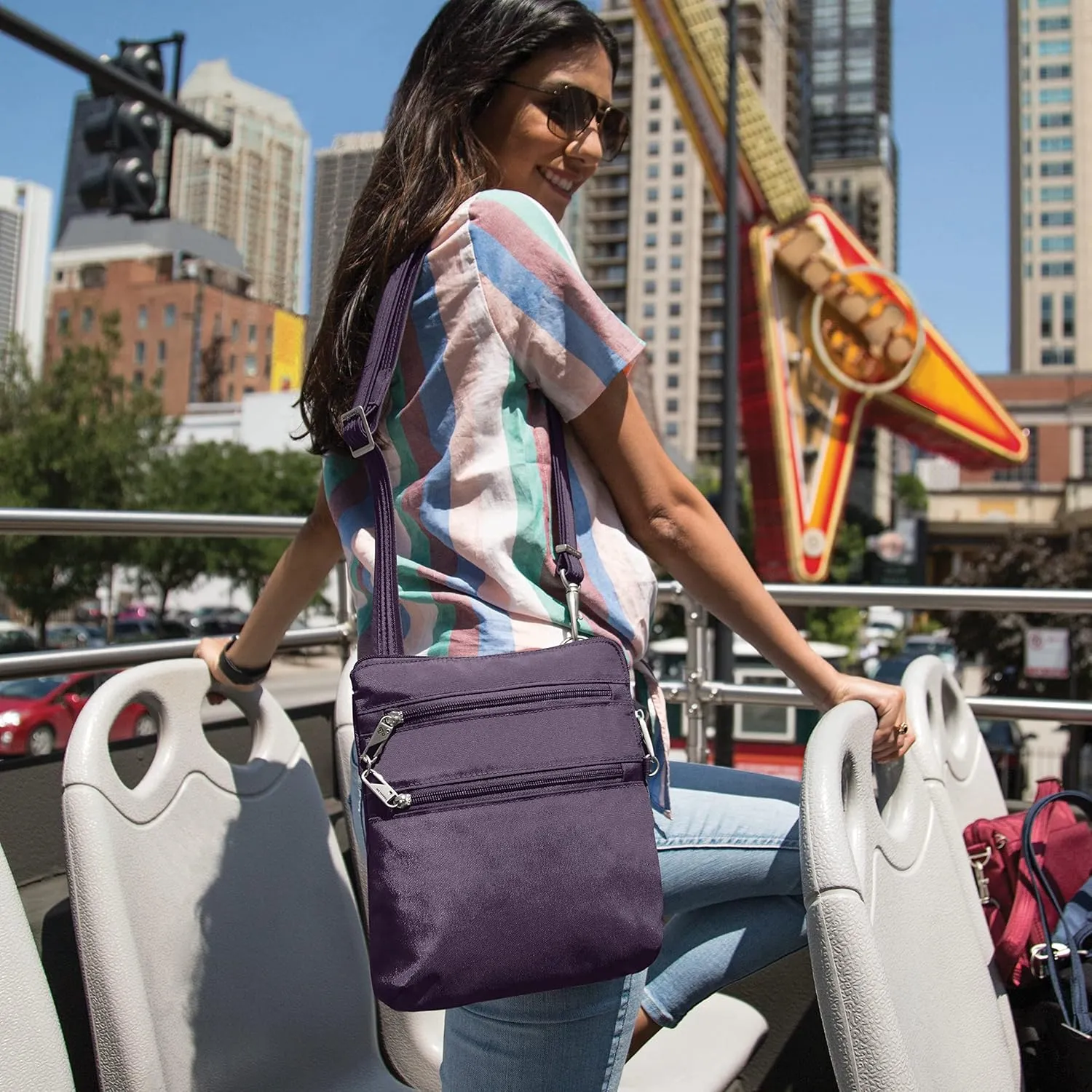 Travelon Anti-theft Classic Slim Double Zip Crossbody