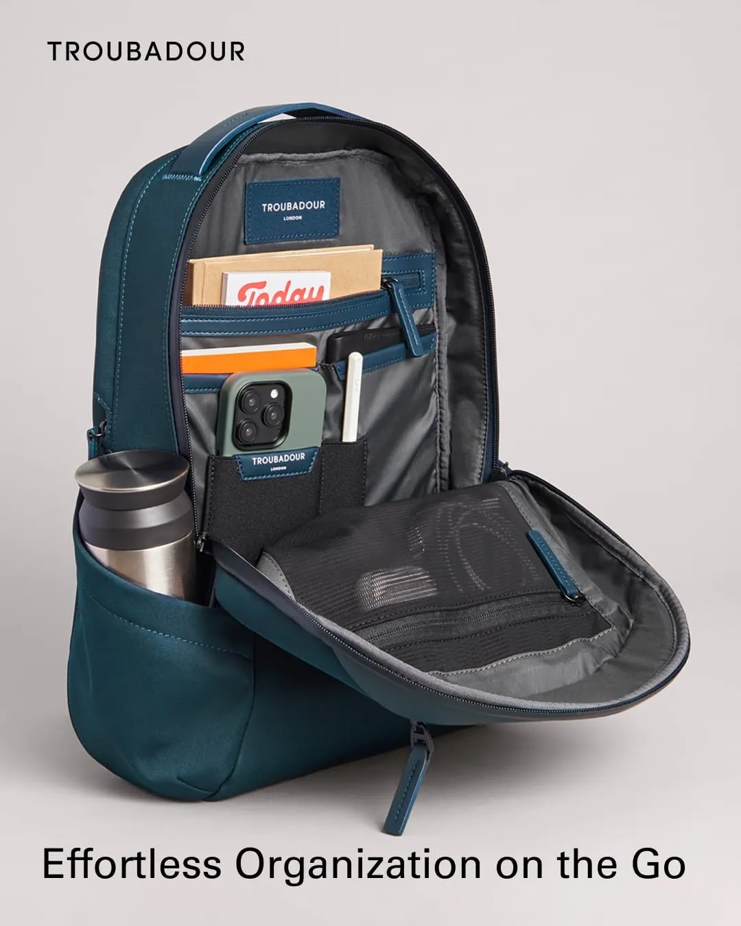 Troubadour Apex Compact Backpack 3.0 - Premium Waterproof Laptop Backpack Fits Up to 16" - Ergonomic Design for Work and Travel - Stylish Compact Backpack with 5-Year Guarantee - Air Force Blue