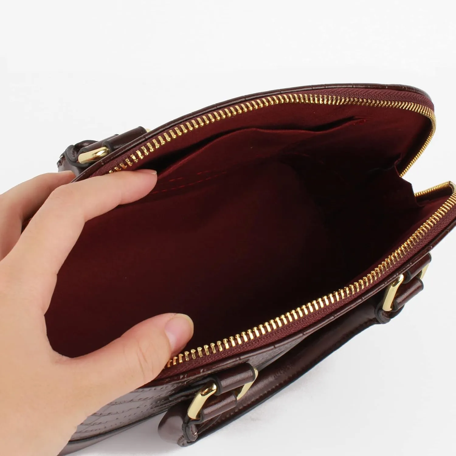 U Scinan Patent Leather Top Handle Tote Bag Mini Zip Around Dome Shoulder Bag Shell Shape Cross Body Handbag Purse Satchel