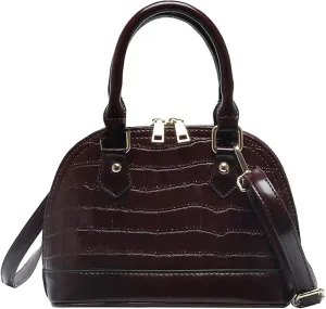 U Scinan Patent Leather Top Handle Tote Bag Mini Zip Around Dome Shoulder Bag Shell Shape Cross Body Handbag Purse Satchel