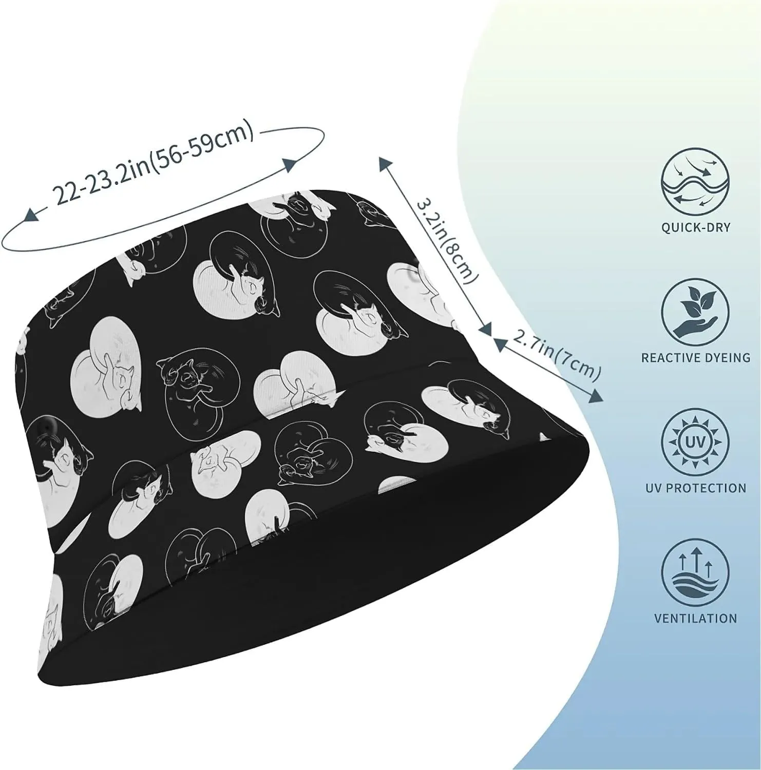 Unisex Print Double Side Wear Summer Reversible Sun Fishing Bucket Hat for Men Women Teens,Tropic Vibes